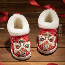 鞋汉服虎头鞋过年1新年周岁布鞋冬季婴儿女童鞋宝宝儿童棉鞋男童