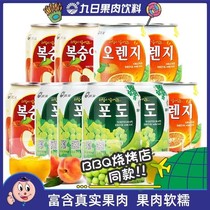韩国风味九日葡萄果汁果肉饮料238ml*12罐西柚草莓饮品礼盒整箱