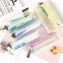 【送笔】韩版镭射透明笔袋创意可爱女小清新中学生文具盒铅笔盒