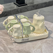奶油风陶瓷水杯家用套装茶杯茶具茶壶轻奢客厅冷水壶结婚乔迁礼品
