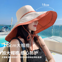 18CM超大帽檐遮脸双面渔夫帽女夏季韩版遮阳防晒防紫外线太阳帽子