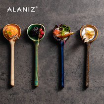 alaniz南兹熠彩陶瓷咖啡勺长柄勺家用杯勺办公室搅拌勺手工勺小勺