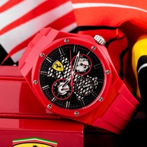 Ferrari法拉利镂空石英表红色硅胶表带黑色表盘运动男手表0830786