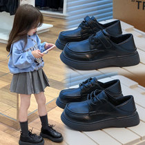 儿童皮鞋黑色2024秋冬新款女童英伦风百搭演出鞋加绒保暖棉鞋冬季