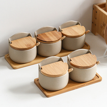 日式ins高颜值厨房调味罐调料盒套装家用陶瓷调料罐盐罐带盖勺子