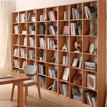 实木书架书柜全橡木超薄置物架办公室一体靠墙储物柜客厅原木柜子