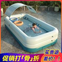 儿童游泳池家用婴儿自动充气加厚折叠遮阳小孩成人大型室内外水池