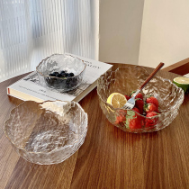 透明金边水晶玻璃碗ins家用高颜值盆碗器皿水果盘蔬菜沙拉碗餐具