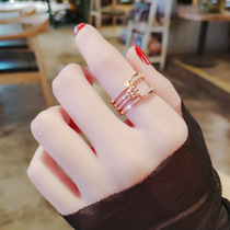 锁扣小众设计感开口可调节戒指女个性时尚轻奢食指戒气质尾戒指环