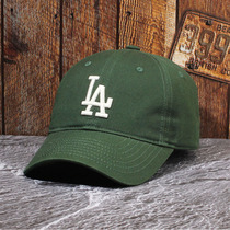 韩国MLB帽子软顶大标墨绿色LA棒球帽道奇队男女NY鸭舌帽潮牌网红