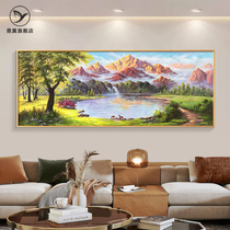聚宝盆山水画客厅挂画沙发背景墙装饰画欧式风景手绘油画大气壁画