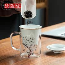 玻璃茶杯女款绿茶泡茶杯加厚耐热过滤变色花茶杯办公室家用喝水杯