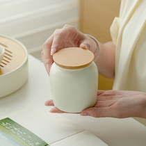 拓土奶油黄陶瓷茶叶罐家用茶叶密封罐小号防尘防潮储物罐创意送礼
