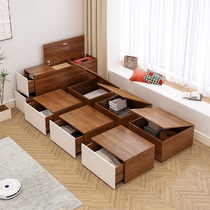 定制日式无床头榻榻米床箱储物床小户型卧室地台床衣柜一体组合床