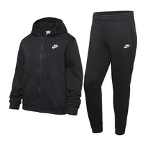 Nike耐克大童款加绒保暖拉链卫衣休闲长裤运动套装FD3114_010