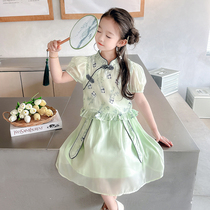 儿童汉服女童夏装套装24新款女孩短袖旗袍裙夏季新中式古风连衣裙