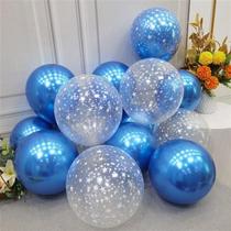 10/12寸蓝色金属气球 新款网红女朋友浪漫生日装饰透明满天星气球