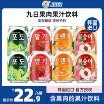 韩国进口九日牌葡萄果肉果汁饮料草莓橙子桃子果粒整箱批特价饮品