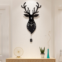 北欧鹿头挂钟大气客厅静音挂表个性创意简约时尚钟现代家用钟表