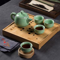 龙泉青瓷便携式旅行陶瓷功夫茶具套装家用一壶四杯带茶盘泡茶壶