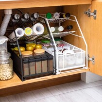 厨房下水槽置物架推拉抽屉式调料架子伸缩分层卫生间用品收纳神器