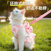 猫咪牵引绳宠物衣服防挣脱胸背带外出溜猫缅因布偶德文专用遛猫绳