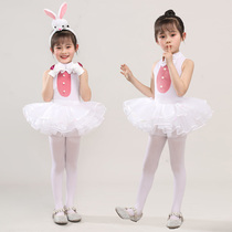 儿童小兔子演出服小兔子乖乖动物表演服女童白色芭蕾蓬蓬裙舞蹈服