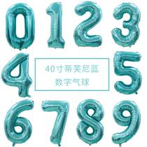 跨境大号40寸蒂芙尼蓝色数字生日派对装饰铝膜气球周年庆数字气球