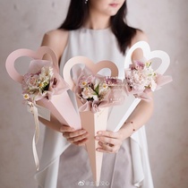 520情人节爱心单支花盒玫瑰康乃馨鲜花包装盒花艺花束包装礼品袋