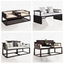 新中式罗汉床沙发组合全实木沙发床禅意会所样板房沙发榻定制家具