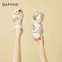 Daphne达芙妮 可盐可甜~厚底凉鞋女款夏季坡跟魔术贴运动增高软底