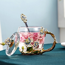 创意耐热早餐牛奶水杯家用带把透明玻璃杯子咖啡杯少女果汁花茶杯