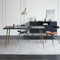 北欧实木餐桌椅组合长凳家用现代简约黑色饭桌客厅小户型自在餐桌