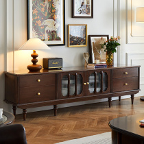 法式复古电视柜茶几组合全实木美式轻奢家具纯原木胡桃色客厅套房