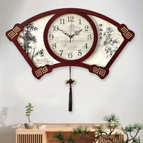 新中式挂钟客厅中国风约扇形创意大气时钟壁钟家用静音时尚钟表