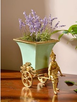 欧式瓷花盆 美式奢华摆件 法式古典茶几果碗装饰品客厅拉车插花器