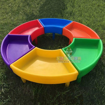 新款圆形幼儿园儿童塑料沙水桌太空沙游戏桌商场圆形组合沙水桌