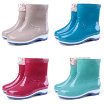时尚秋冬水鞋女士中筒防滑雨鞋防水耐磨加绒胶鞋中帮雨靴工作大码