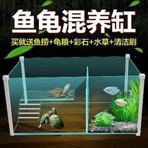 大号养乌龟乌龟专用缸别墅特大造景养殖池玻璃大型龟池水陆带晒。