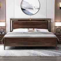 新中式实木床主卧1.8米乌金木双人床1.5m储物大床现代简约官帽床