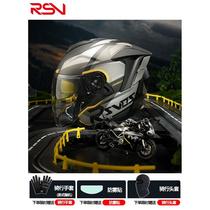 RSV摩托车头盔双镜片四分之三半盔春夏男女机车盔3C国标四季ryzen