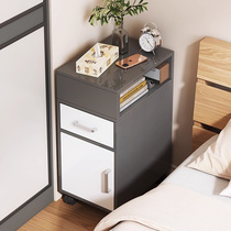 床头柜现代简约小型带滚轮可移动卧室床边窄缝储物柜子简易置物架