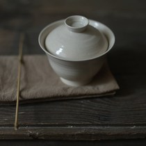 推荐隐山堂米浆白手纹盖碗草木灰釉景德镇陶瓷功夫茶具单个不烫手