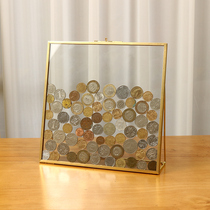 复古硬币相框玻璃透明收纳画框装饰博物馆纪念币收藏展示金属摆台
