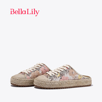 BellaLily2024春季新款花色潮流半包拖鞋女亮片渔夫鞋外穿板鞋子