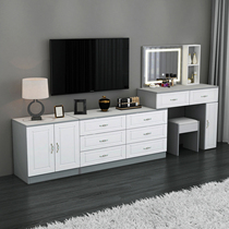 梳妆台灰色简约经济型卧室客厅欧式电视柜伸缩带灯黑白化妆桌镜