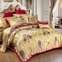 奢华欧式婚庆四件套刺绣结婚床品锦缎六八十多件套床上用品欧美风