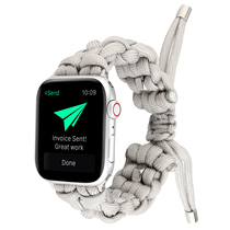适用苹果AppIe789iwatch456代SE智能手表长短款编织伞绳表带49m黑