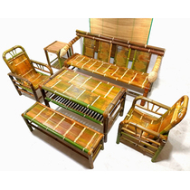 竹子茶桌椅组合新中式长沙发家用茶室家具竹编特色复古禅意竹茶几