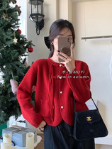 新年红色毛衣女秋冬外穿慵懒圣诞风设计感中式盘扣宽松软糯针织衫